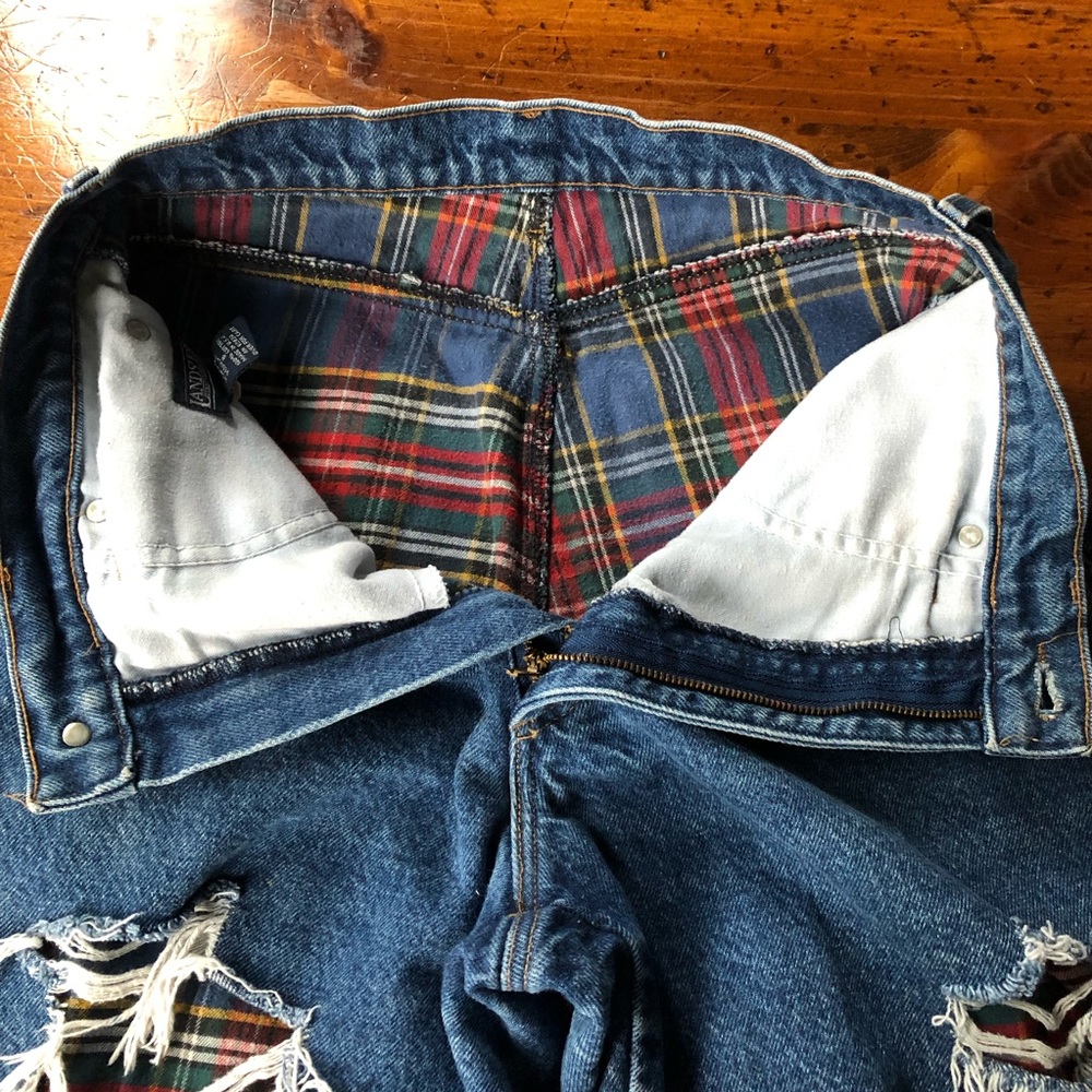 SOLD Vintage Landsโ End Flannel Lined Distressed - Picture 7 of 8